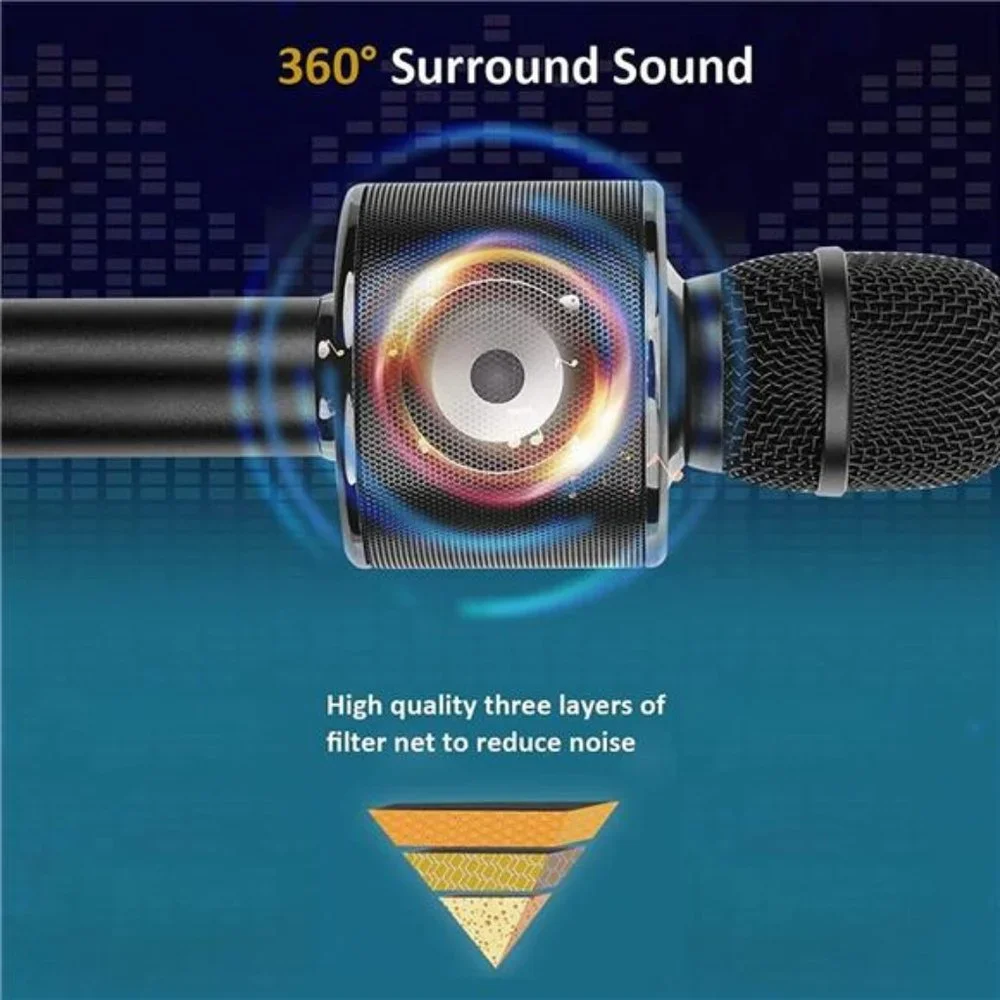 Wireless Bluetooth Karaoke Microphone,3in1 Portable Handheld Karaoke Mic Speaker